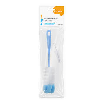 Щетка с губкой для бутылки+щёточка для соски BabyOno 720/03 grey