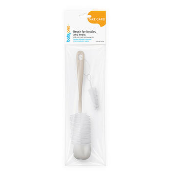 Щетка с губкой для бутылки+щёточка для соски BabyOno 720/04 beige