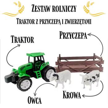 Lauksaimniecības traktors ar piekabi un dzīvniekiem, 53781