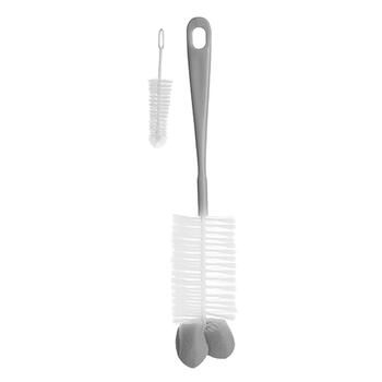 Щетка с губкой для бутылки+щёточка для соски BabyOno 720/03 grey