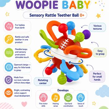 Погремушка-прорезыватель WOOPI BABY, сенсорный мяч 59486