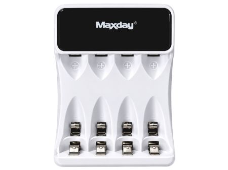 AA un AAA bateriju lādētājs ar USB-C un LCD displeju, 4 sloti (P02056)