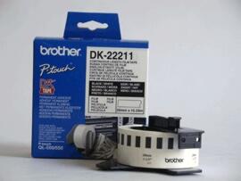 DK-22211 Līmplēve, melns uz baltu, 29mm x 15.24metri, spīdīga, Brother (DK22211)