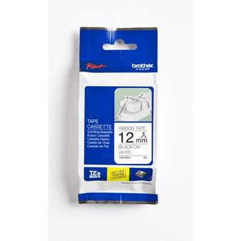 TZe-R231 dekor.auduma lente, MELNS uz BALTA, 12mm x 4metri (TZER231)