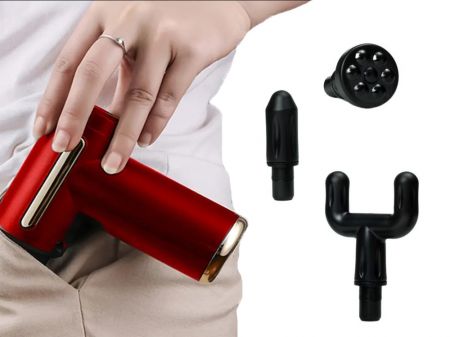 Mini masāžas pistole 4 uzgaļi sarkana (P24216_CZE)