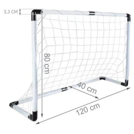 Futbola vārti 120x80 cm ar bumbu un pumpi (P23459)