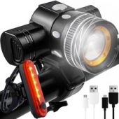 Velosipēda priekšējais un aizmugurējais lukturis T6 USB (P23681)