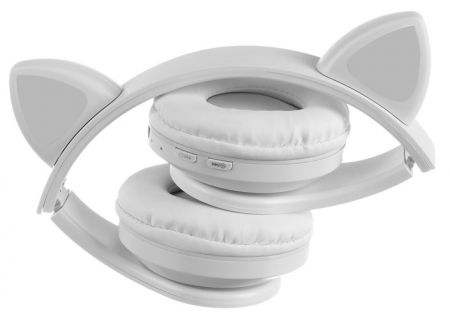 Беспроводные наушники Bluetooth Котик белые (P16866)