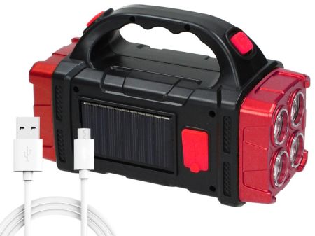 Lukturis ar saules bateriju Powerbank uzlādējams LED COB (P12317_cze) red
