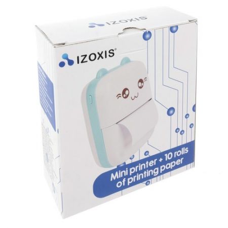 Мини портативный принтер Котик USB голубой (P22272)