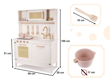 Bērnu koka virtuve retro stilā ar aksesuāriem 100cm (6284)