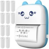 Мини портативный принтер Котик USB голубой (P22272)