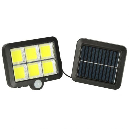 Āra lampa ar saules bateriju ar kustības un krēslas sensoriem 120 LED (preces kods 3096)