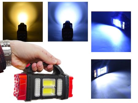 Lukturis ar saules bateriju Powerbank uzlādējams LED COB (P12317_cze) red