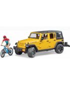 BRUDER Rotaļu automašīna Jeep Wrangler ar kalnu velosipēdu un velosipēdistu (4001702025434)