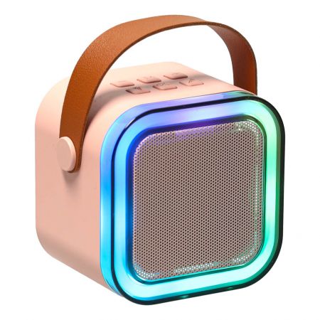 Karaoke skaļruņis + mikrofons USB Bluetooth LED rozā (3379)