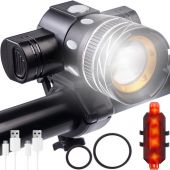 Velosipēda priekšējais un aizmugurējais lukturis T6 USB (P18669)