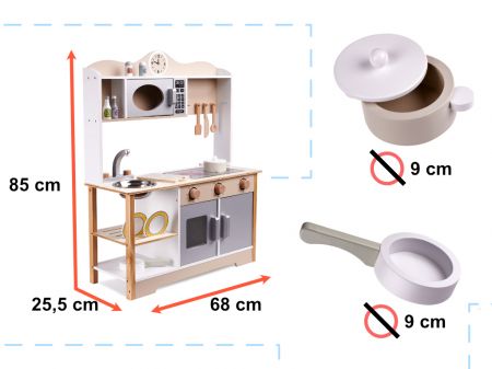 Детская MDF деревянная кухня с аксессуарами LULILO, 85см бежевая (5548)