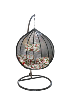 BESK Šūpuļkrēsls ar spilvenu, 95cm melns (4750959074251)
