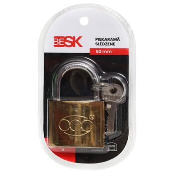 BESK Piekaramā slēdzene ar 3 atslēgām 50mm, 25AR029-5 (4750959155097)