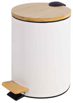 BESK Pedāļspainis 5L balts, ar bambusa vāku, soft close (4750959122303)