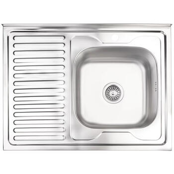 AB Izlietne virtuves AB 800X600X0.6MM ar virsmu, labā, ar sifonu, uzliekamā (4750959133910)