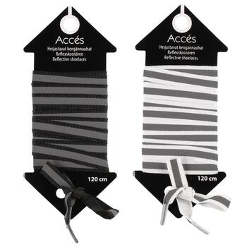 Acces Kurpju šņores melnas,baltas atstarojošas (6410412812827)