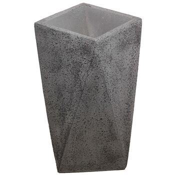 BESK Puķu pods stiklšķiedras ģeometriskas formas 40x40x60cm, pelēks (4750959130278)