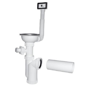PLASTBRNO Sifons virtuves izlietnei 115 1/2X50mm ar izplūdi, pārplūdi, v/m (8595156220171)