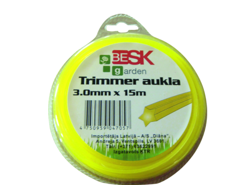 BESK Trimmera aukla 1.6mm*15m zvaigzne (4750959047026)