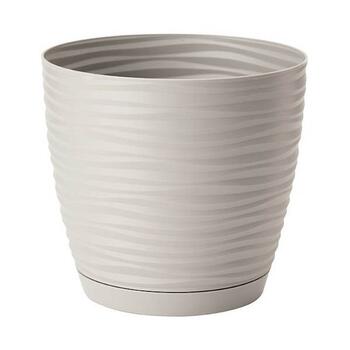 FORM PLASTIC Puķu pods SAHARA ar paliktni 13cm, g.pelēks (5907474347561)
