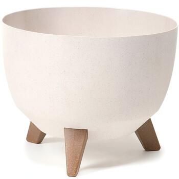LAMELA Puķu pods Roma Eco Wood 33cm, balts (5900119749584)