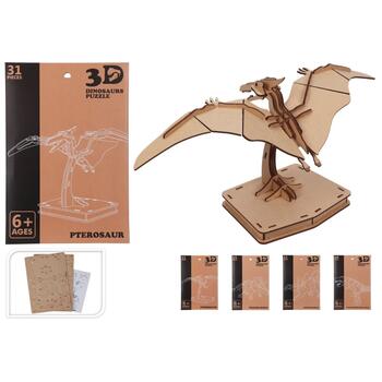 Puzle Dinozaurs 3D koka, 4veidi (8720573820059)