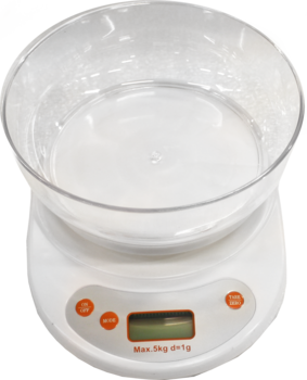 BESK Svari virtuves digitālie ar trauku 5kg balti (4750959051832)
