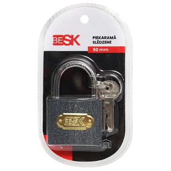 BESK Piekaramā slēdzene ar 3 atslēgām 50mm, 25AR031-2 (4750959155141)