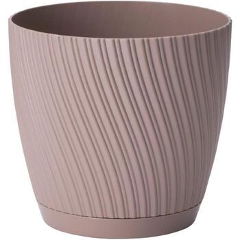FORM PLASTIC Puķu pods Mika ar paliktni 19cm, brūns (5907474361161)