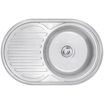 AB Izlietne virtuves AB 770X500X0.8MM ar virsmu, labā, stīna, ar sifonu (4750959133774)