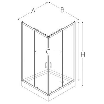 SHOWERSTYLE Duškabīne 3D PRIVIA 900x900mm, kantains paliktnis, sifons (5903917264075)