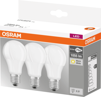 Osram LED spuldze A10W E27 3gb CLA75 Osram (4058075819436)