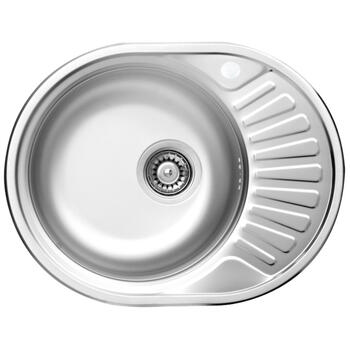 AB Izlietne virtuves AB 570X450X0.8MM ar virsmu, kreisā, satīna, ar sifonu (4750959133743)