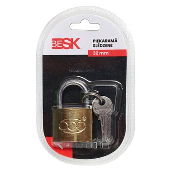 BESK Piekaramā slēdzene ar 3 atslēgām 32mm, 25AR029-3 (4750959155073)
