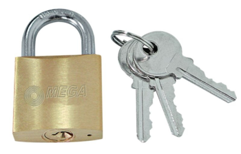 MEGA Piekaramā slēdzene misiņa rudīts šeikelis 40mm 3 atslēgas (5903755030719)