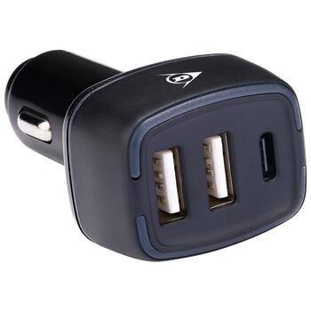Dunlop Auto ierīču lādētājs 2xUSB A + USB C (8711252242194)