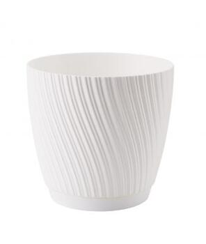 FORM PLASTIC Puķu pods Mika ar paliktni 19cm, balts (5907474361130)