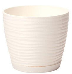 FORM PLASTIC Puķu pods SAHARA ar paliktni 15cm, krēmkrāsas (5907474347578)