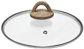 KETLER Vāks stikla Amber 24cm, ar koka imitācijas rokturi (4750959120743)