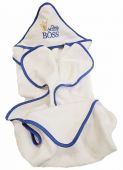 ДЕТСКОЕ ПОЛОТЕНЦЕ С КАПЮШОНОМ LITTLE BOSS WHITE/BLUE