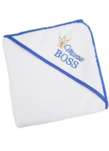 ДЕТСКОЕ ПОЛОТЕНЦЕ С КАПЮШОНОМ MAZAIS BOSS WHITE/BLUE