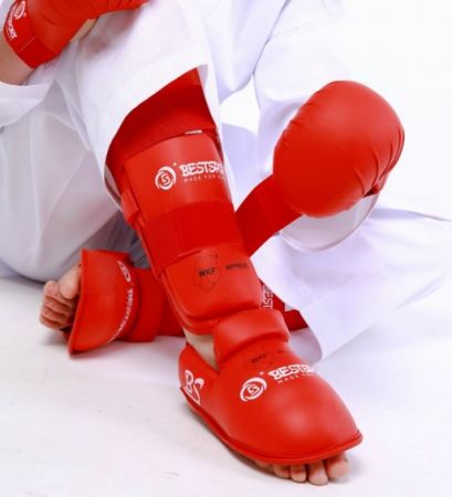 Best Sport Защита голени и стопы Shin-step Protection WKF красная
