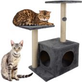 Kaķu māja - koks ar stabiem 71 cm pelēka (P21712)